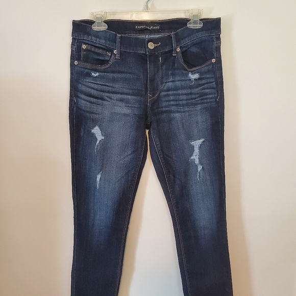 Express Distressed Skinny Jeans